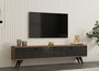 Hanah Home Soporte de TV 160cm Pino Atlántico y Antracita con Puerta Madera Maciza y Estantes para Salón